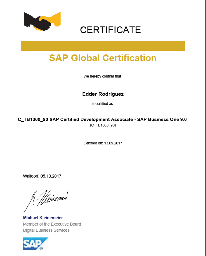 Edder Rodriguez SAP Business One Quetzal Learning Edder Rodriguez SAP Business One Quetzal Learning
